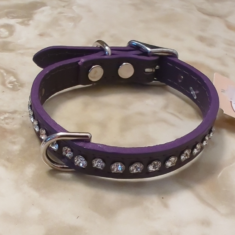 Purple Dog Collar with Rhinestones